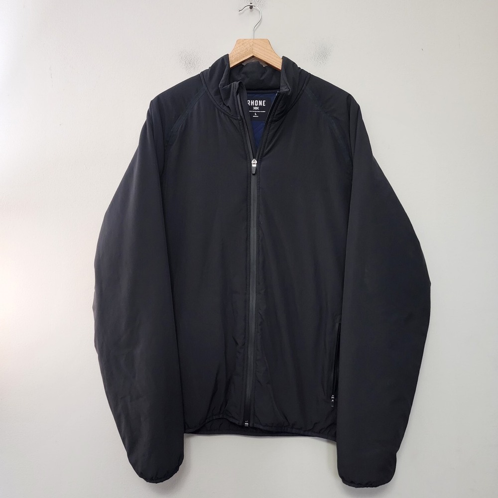 Rhone Jacket Mens Large Black Blue Midtown Front Full Zip Quilted